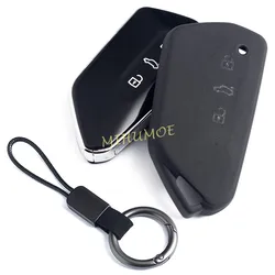 Matte Black Car Key Fob Cover Case Keychain Ring For VW Golf GTI R MK8 ID.3 ID.4 Cupra Born Formentor Seat Leon Tarraco Ateca