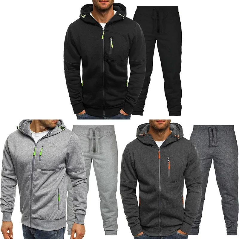 

Men's All-Season Sports Set - Versatile Hooded Jacket & Athletic Wear for Running, Outdoor Activities & Casual Leisure