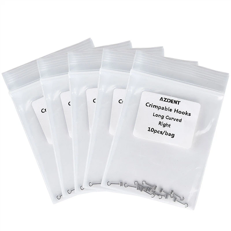 5 Packungen AZDENT Dental Orthodontic Crimpable Hooks Extended Traction Hook Long Curved Left Right 10 Stück/Packung – Detail 6