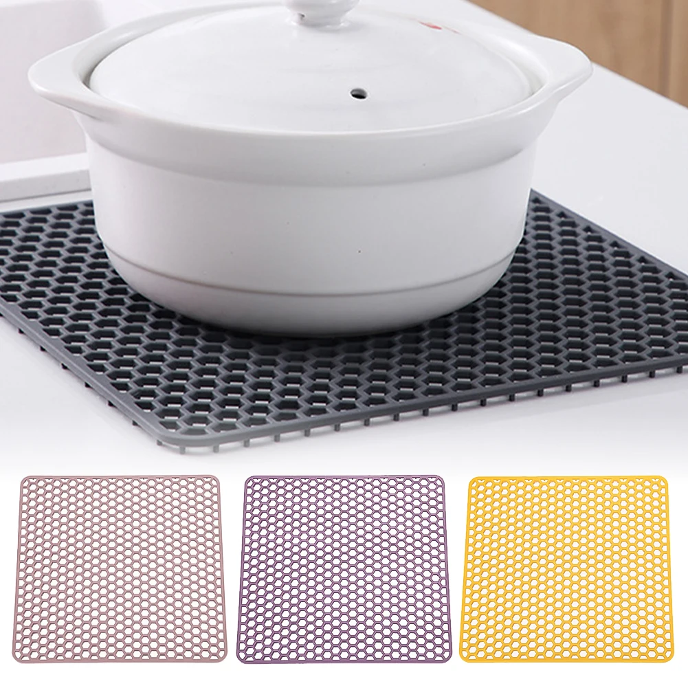 Tapis de Table isolant en Silicone, égouttoir S/M/L, résistant aux hautes températures, pour Pot, résistant aux taches d'huile, sain