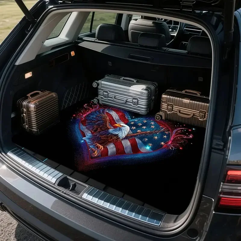 Car Trunk Mat With A Patriotic Heart Design - Soft And Chic Cargo Liner, Great For Any Event, Excellent For Road Trips And Every