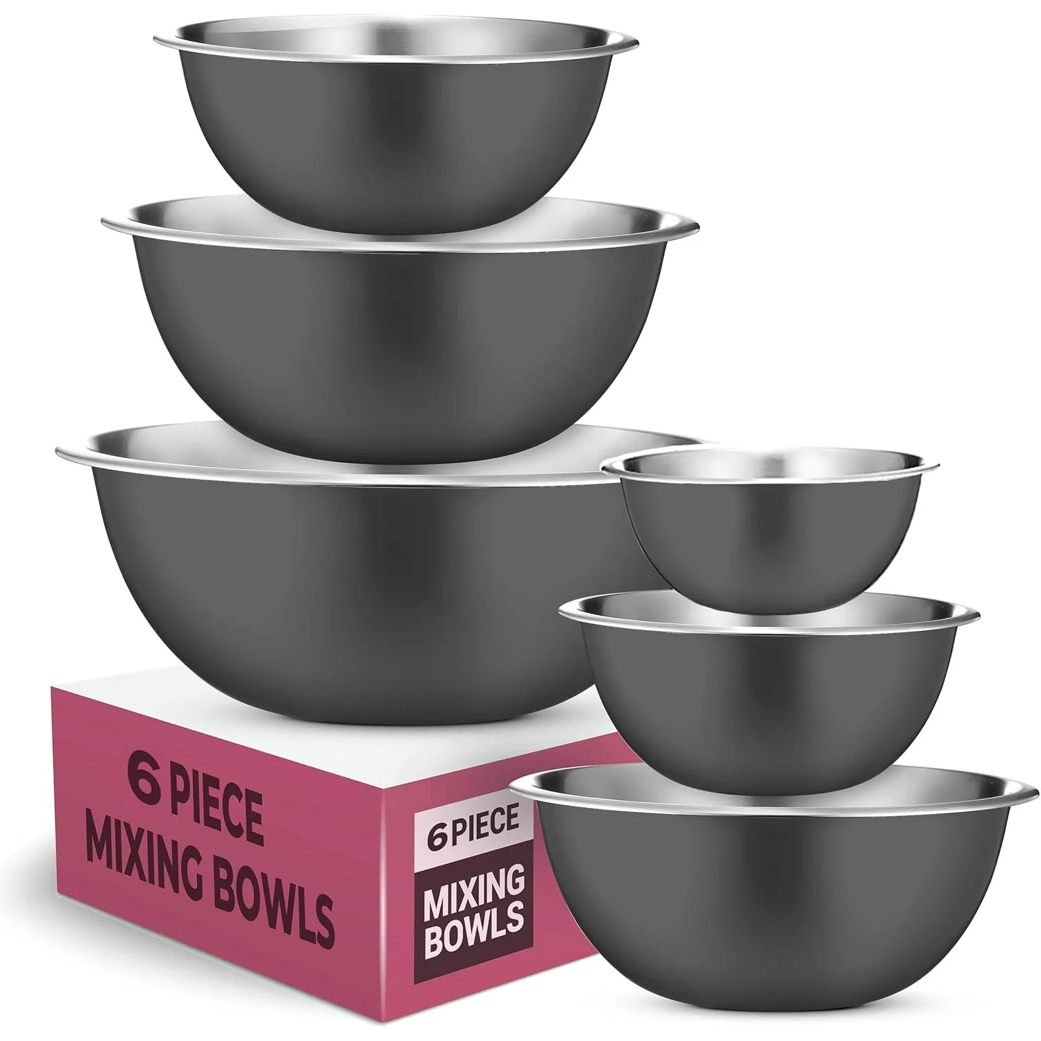 

Stainless Steel Dishware Bowls - Easy To Clean, Nesting Bowls for Space Saving Storage, Great for Cooking, Baking,8 Quarts