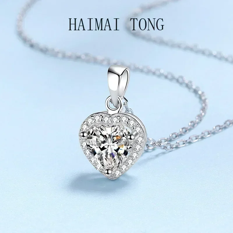 

Ladys GRA Shining Heart Pendant Moissanite Diamond Necklace for Women Luxury Original PT950 Platinum Chain Designer Fine Jewelry