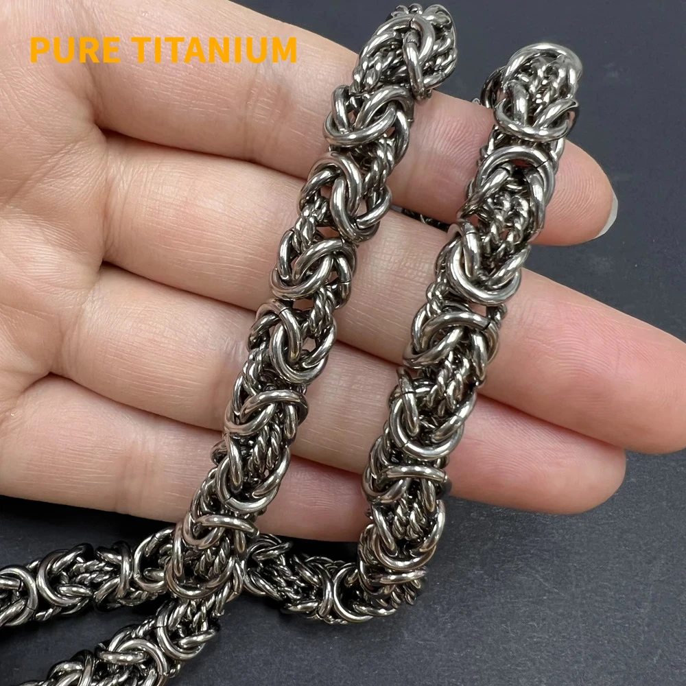9MM Width Pure Titanium Twist Dragon Link Chain Necklaces Bracelets for Men Women Hand-Woven Anti-Allergy NO Rust Twist Necklace