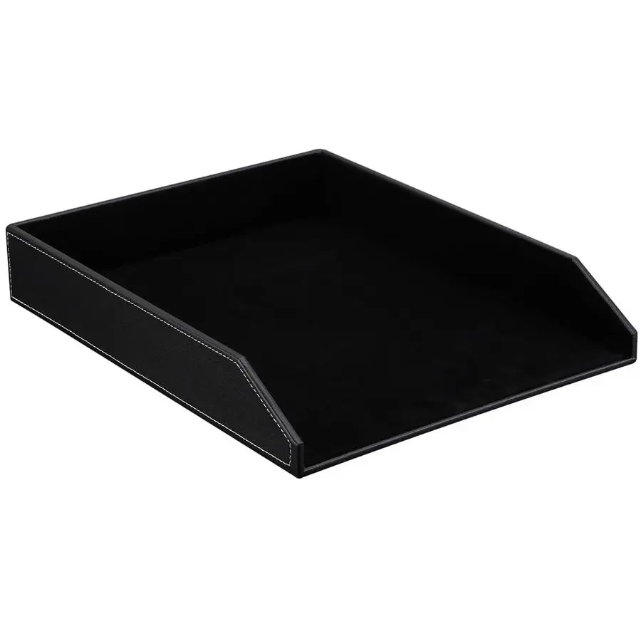 

Лоток для бумаг, органайзер для документов из искусственной кожи для стола, подставка для хранения бумаги для офиса, дома или школы, формат А4, черный