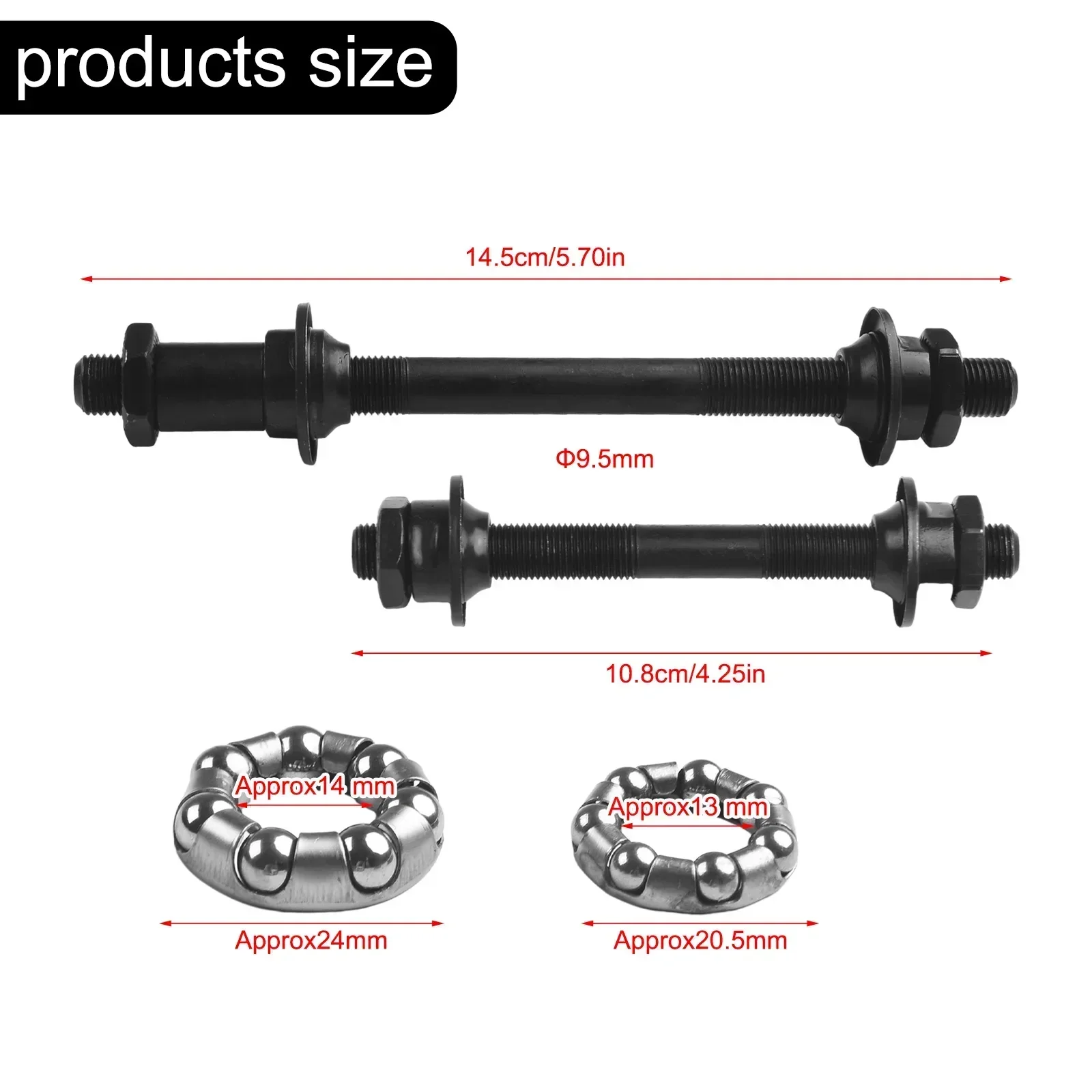 Bicycle Wheel Hubs Axle Steel Bike Rear Front Axle Set 145mm/108mm×9.5mm With 1/4 3/16 Balls Bicycle Repair Tools Accessory image 6