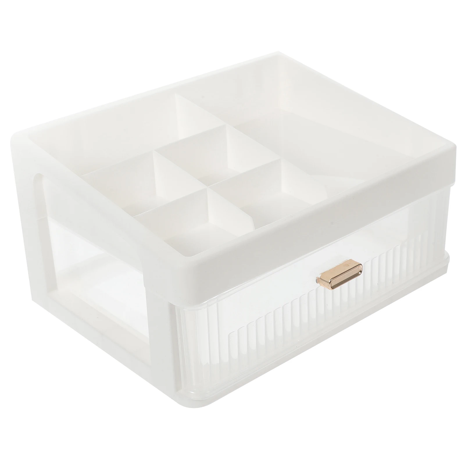 

Transparent Drawer Storage Box White Frame 1 Layer High Cover Desk ganizer Makeup Skincare Pencil Case Paper Holder Storage