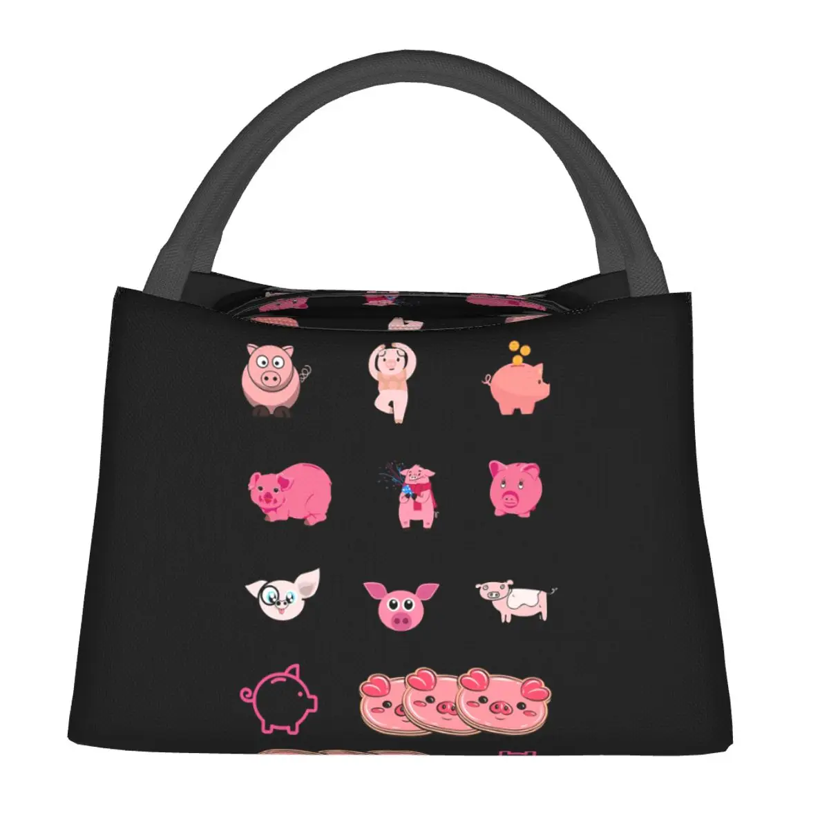 National Pig Day Sticker Pack Insulated Lunch Bag for Women Children Portable Food Boxes Thermal Lunch Box Tote