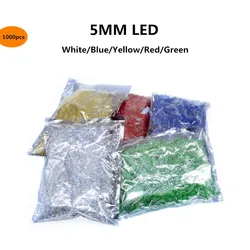 1000pcs Round 5mm LED Diode 5 mm Assorted Kit White Green Red Blue Yellow DIY Light Emitting Diode F5