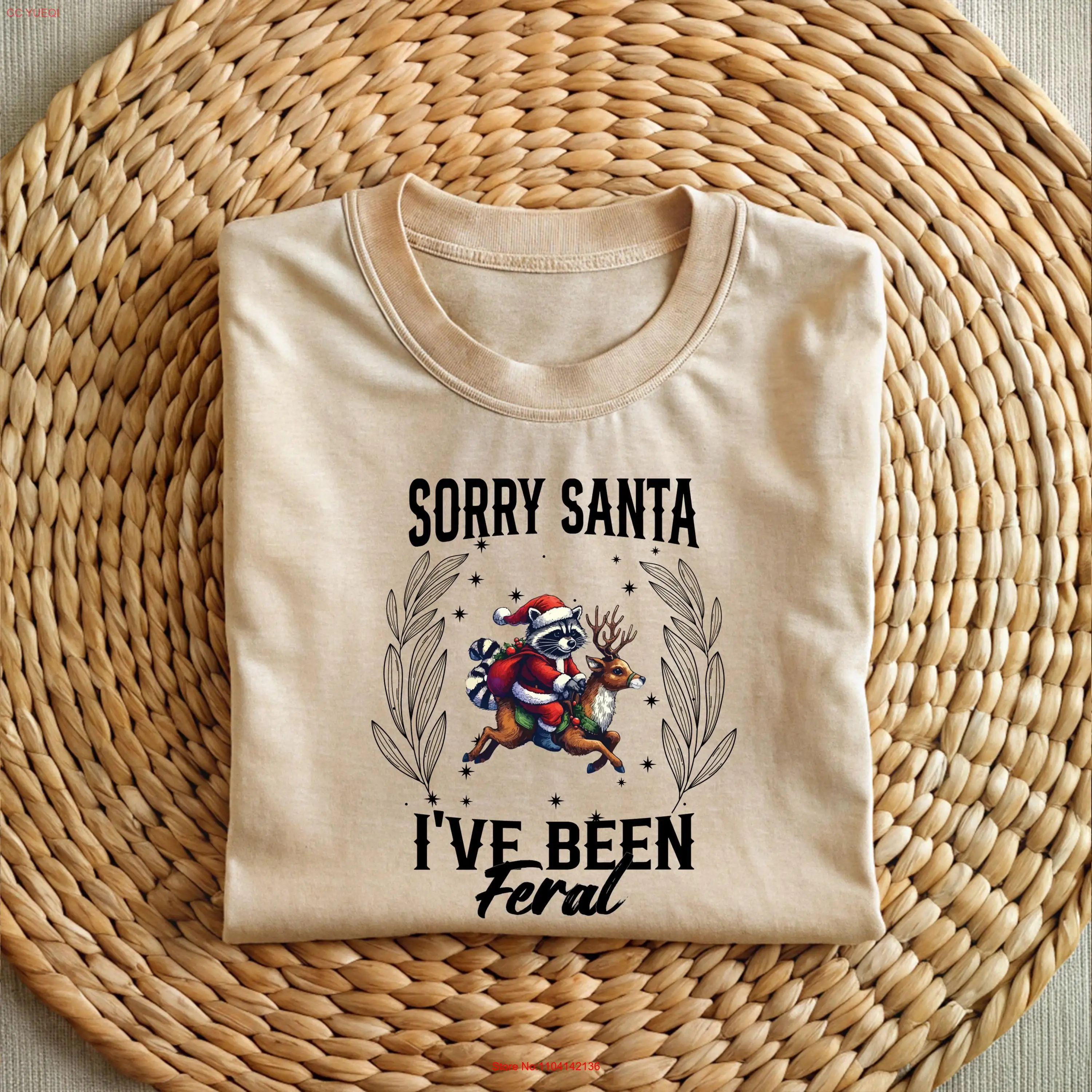 

Футболка «Извините, Санта, я был ферлом», забавный рождественский сезон, енот, мем, длинные или короткие рукава