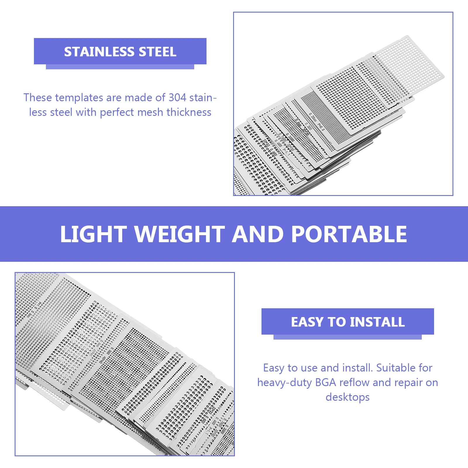 

Reballing Template 304 Stainless Steel Mesh Laptop CPU Repair Tool Soldering Stencils Metal Templates Rework Station