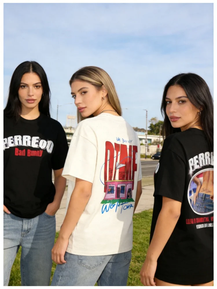2026 Bad Bunny DTMF World Tour Peripheral Pure Cotton T-shirt for Men and Women Summer Fashion Casual Short Sleeved Shirt  Y2k image 3