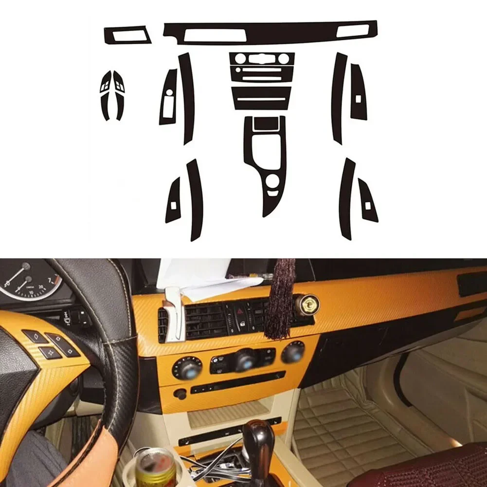 

3D Glossy Carbon Fiber Sticker Vinyl Decal Trim Interior Center Console Stylish Decorative Fit For BMW 5 Series E60 2006-2010 N