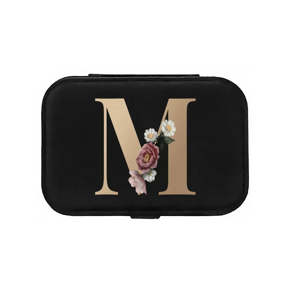 Earrings Storage Boxes Jewelry Box  Ring Holder Desktop Drawer Necklace Holder PU Leather Gold Letters Series Jewel Case