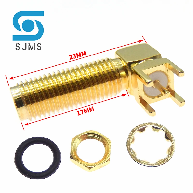 2/5PCS Long 23mm SMA Female Thru Hole plug RF Antenna Socket Right Angle 90 Degree ( SMA-KWE ) PCB Mount Connector RF Adapter