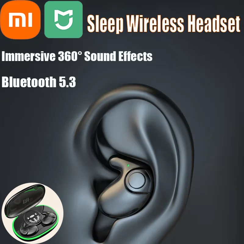 Xiaomi 5.3 Invisible Sleep Earphones Wireless Bluetooth Headphones Waterproof Noise Reduction Earbuds Touch Control Headset