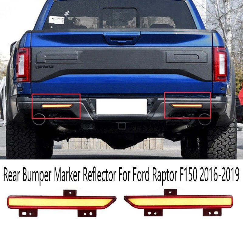 1 Pair Left & Right Rear Bumper Marker Reflector Rear Bumper Lights for Ford Raptor F150 2016-2019