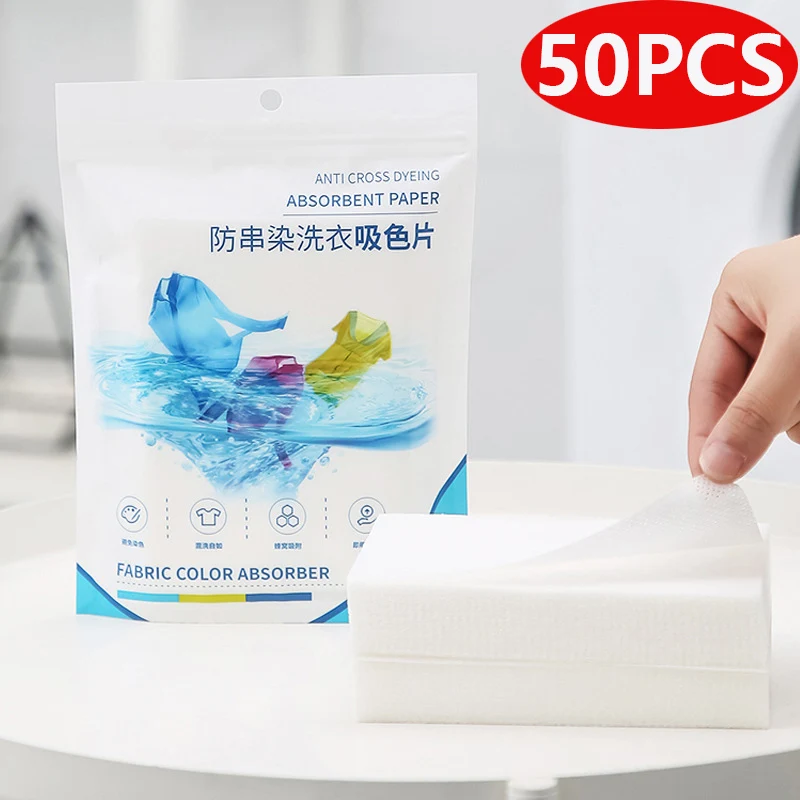 50 PCS/Bag Laundry Tablets Laundry Paper Anti-Staining Clothes Sheets Anti-String Mixing Color Absorption Washing Accessories