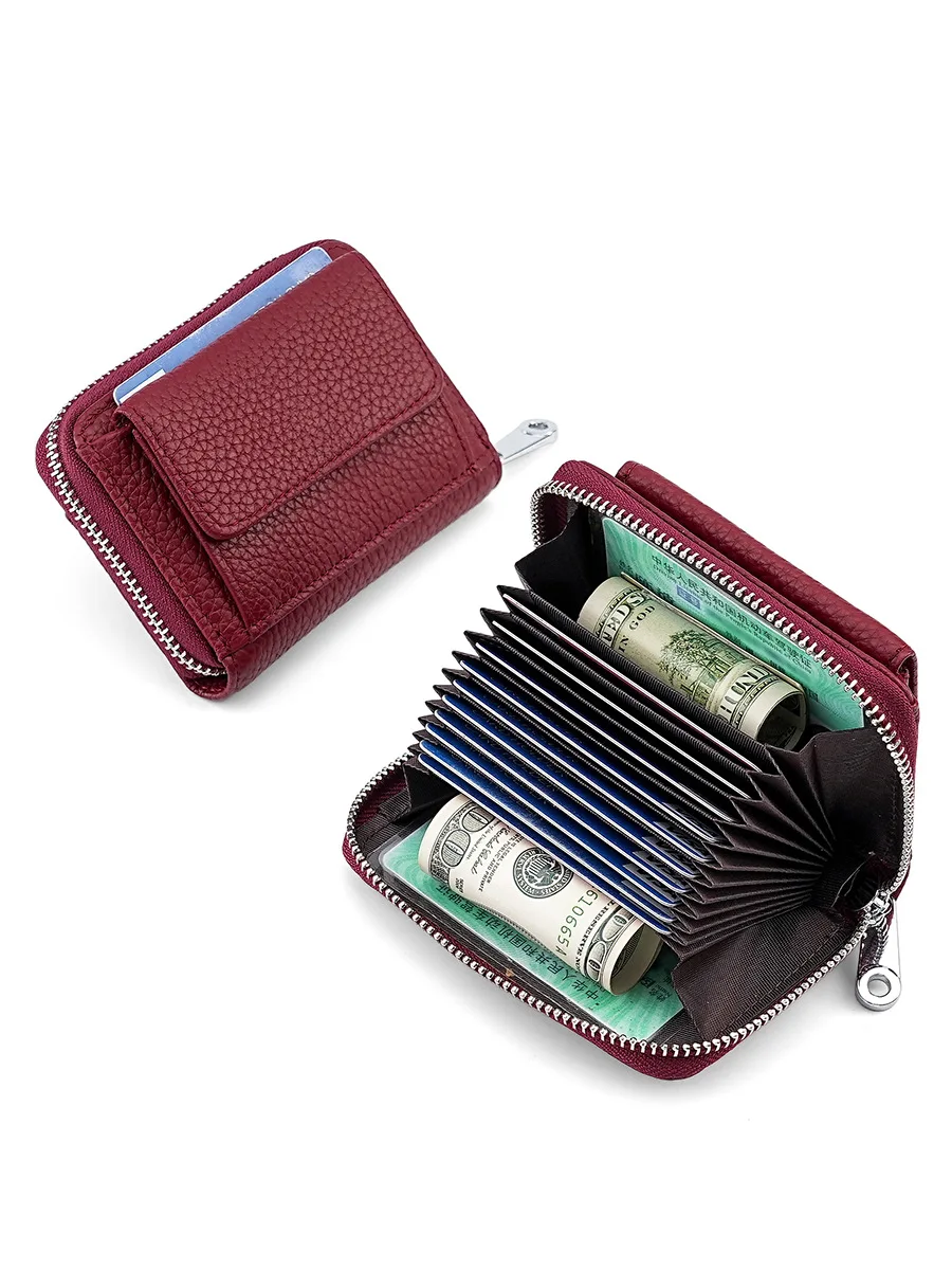 Western RFID Blocking Accordion Card Holder Women Wallet Large Capacity Coin Purse Change Pouch