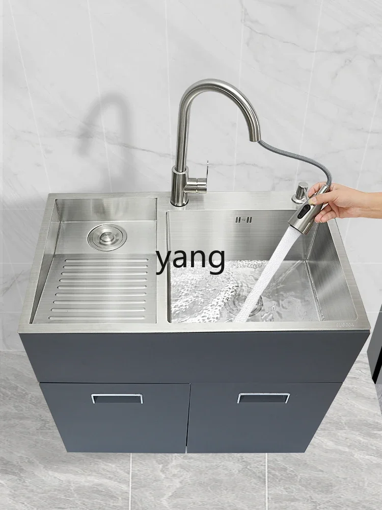 CX  stainless steel balcony laundry sink with rubbing board outdoor bathroom laundry cabinet combination