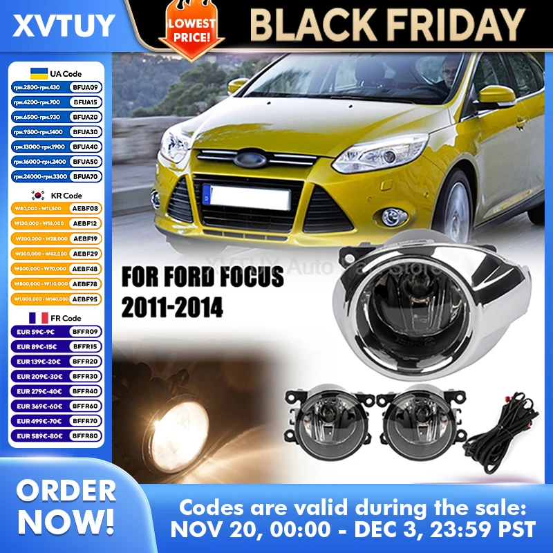 

Auto Accessories for Ford Focus Sedan 2011-2014 Front Fog Light Assembly Halogen Daytime Running Bumper Lamps Vehicle Supplies