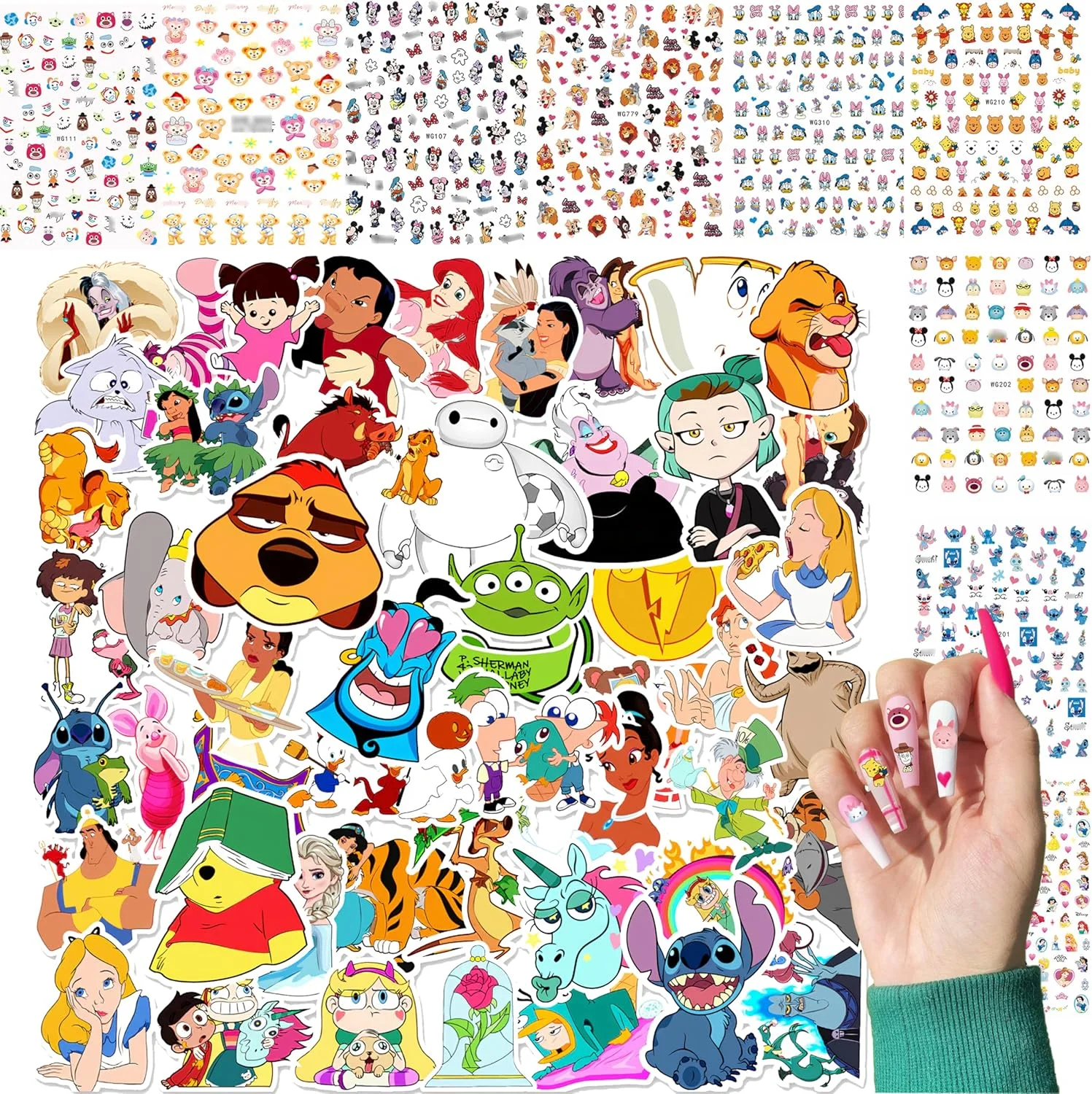 3D Disney Mary Cat Nail Stickers Cute Donald Duck Nail Decoration Nail Supplies Toy Story Stickers For Nails Hello Kitty Sticker