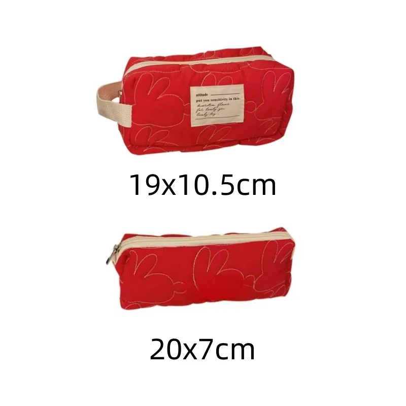 1pc Red Pink Pencil Case Stationery Pencil Pouch School Supplies Solid Color Pencilcase School Pencil Cases