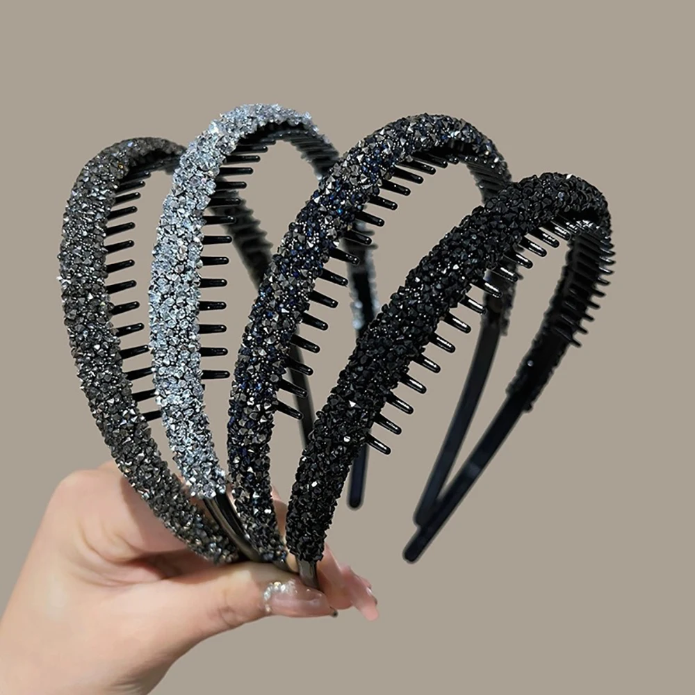 Rhinestone Headbands for Women Girls Sparkle Hair Band Fashion with Teeth Non Slip Hair Hoop Glitter Head Bands Hair Accessories