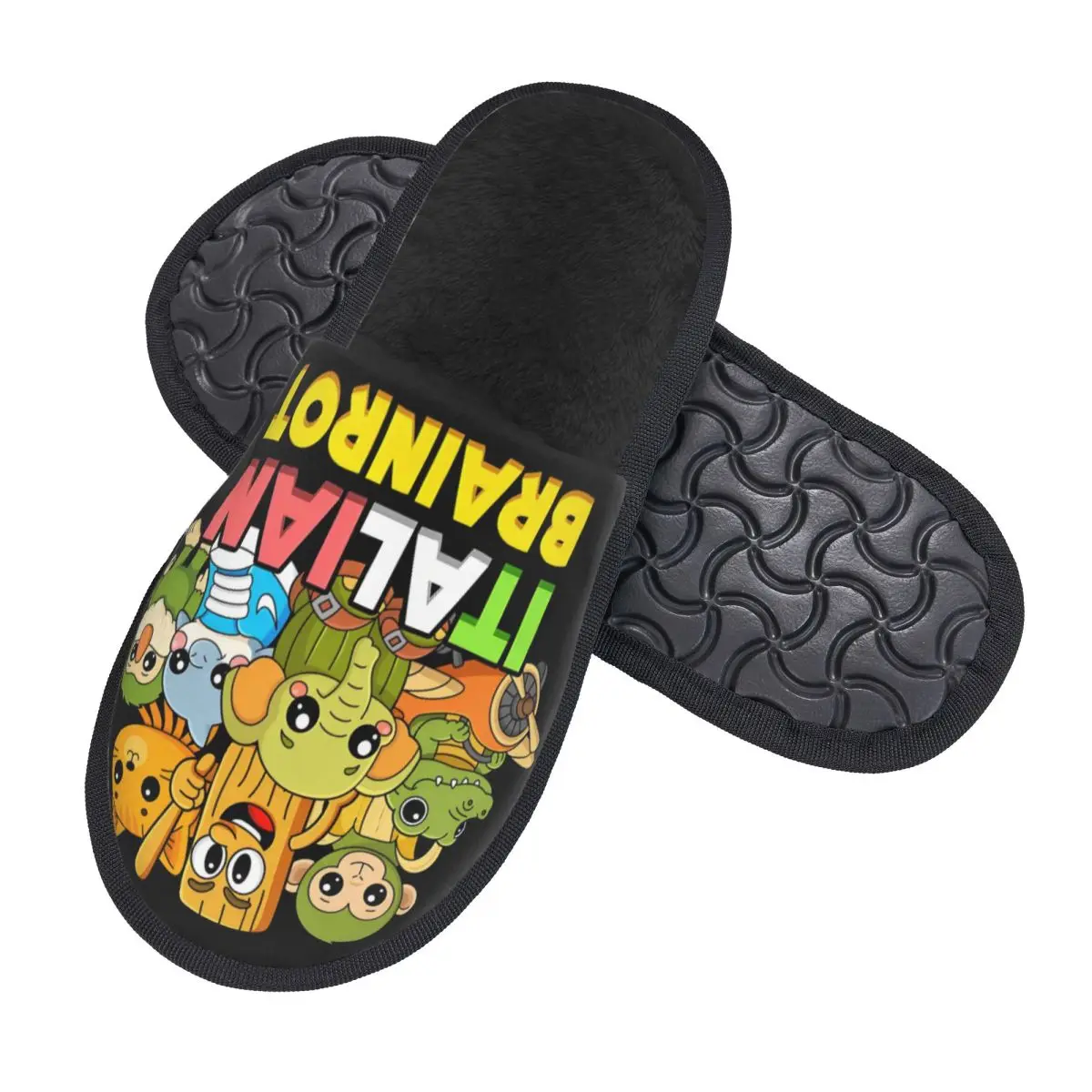 Custom Italian Brainrot House Slippers Women Soft Memory Foam Animals Cartoon Slip On Bedroom Slipper Shoes