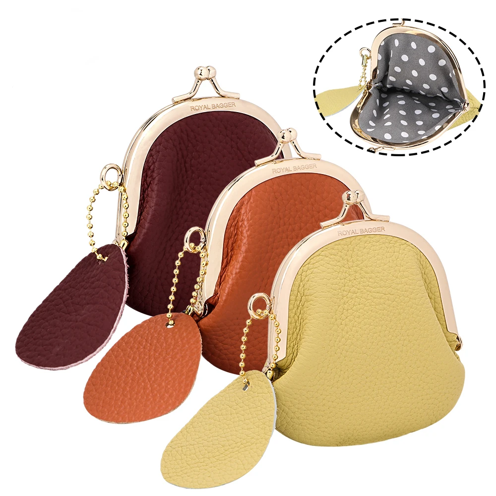 Royal Bagger Mini portamonete per donna vera pelle di mucca piccola Clip Pouch Fashion Clutch rossetto Bag Key Bags 1501