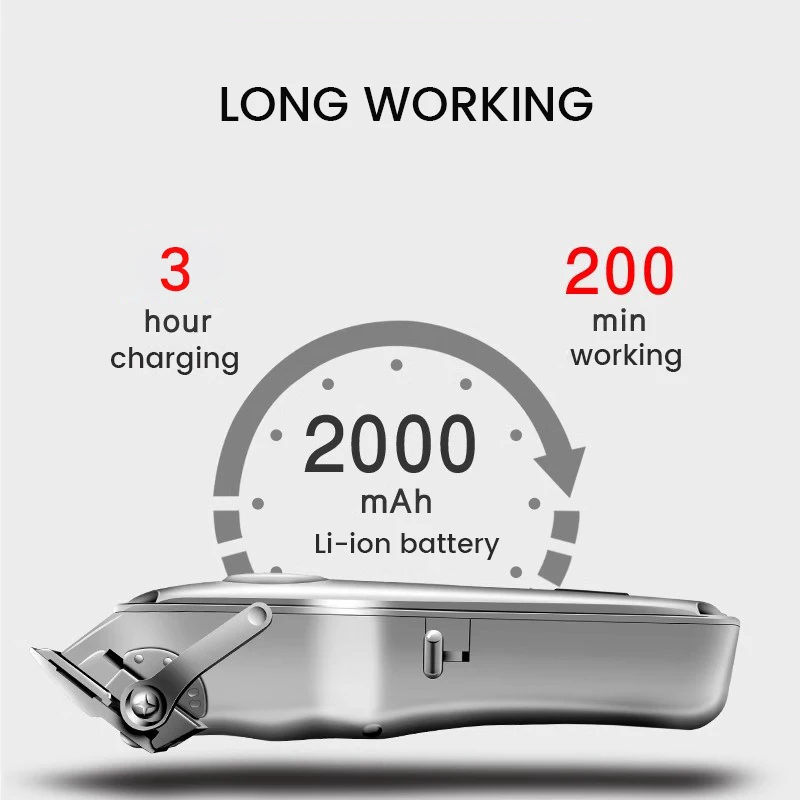 Professional Barber Clipper Full Metal Electric Hair Trimmer For Men Family Beard Cutter Machine Haircut LED Display Low Noise