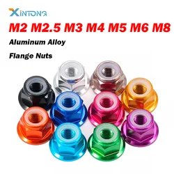 M2 M2.5 M3 M4 M5 M6 M8 Metric Anodised Colored Aluminum Alloy Flange Lock Nut Nylon Insert Lock Nut Self-Locking CW For RC Model