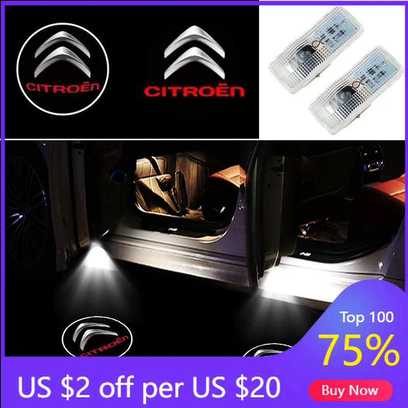 

Новинка 2026: Набор из 2 беспроводных лазерных проекторов-логотипов для дверей автомобиля (подсветка) – аксессуар для Citroen C4, C3, C5, C1, Berlin