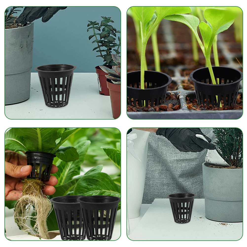 

5pcs 2 Inch Black PP Mesh Net Cups Hydroponic Plant Growing Baskets Vegetable Starter Containers Slotted Design Aquaponics
