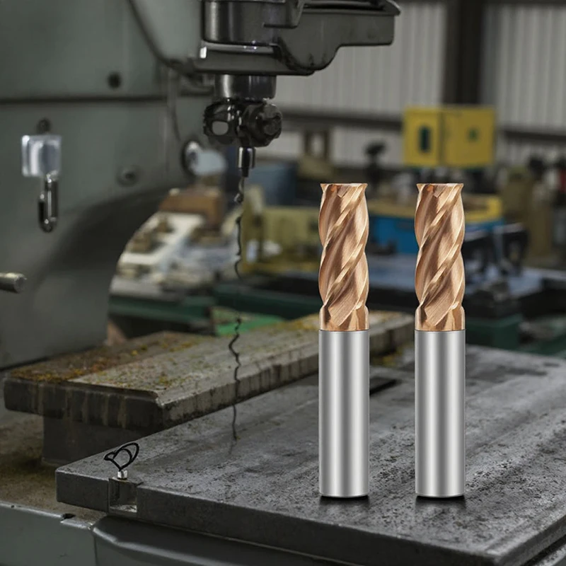 HRC55 4 Fluiten Wolfraamcarbide Frees Frees CNC Tool Legering Coating Platte Frees 1-20 Voor Metaal staal Verwerking