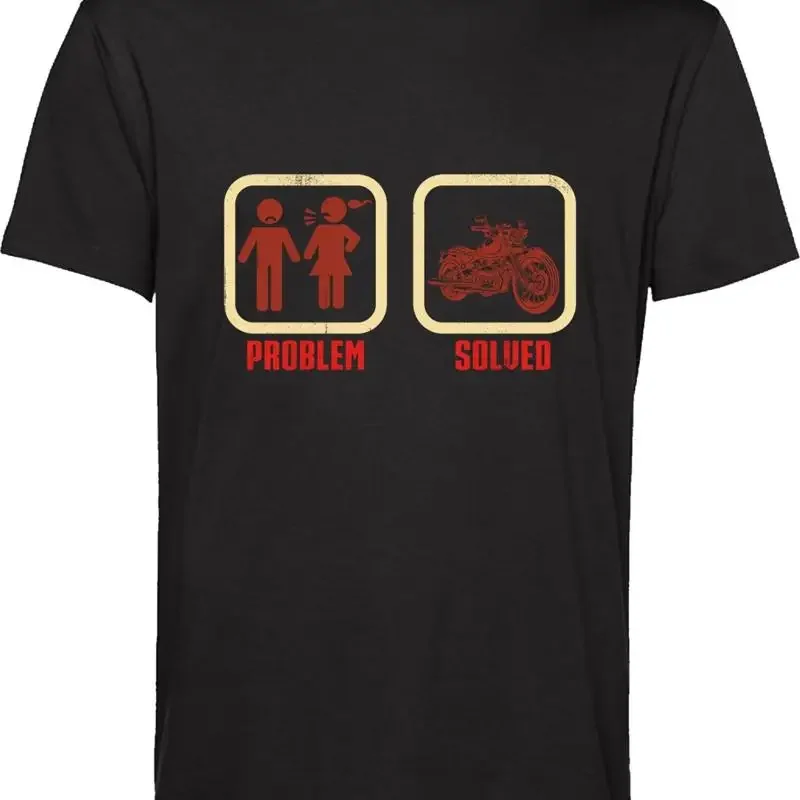 Problem Solved T Shirt Meme Joke Bike Lovers Biker Squad Adventure Sarcastic Top