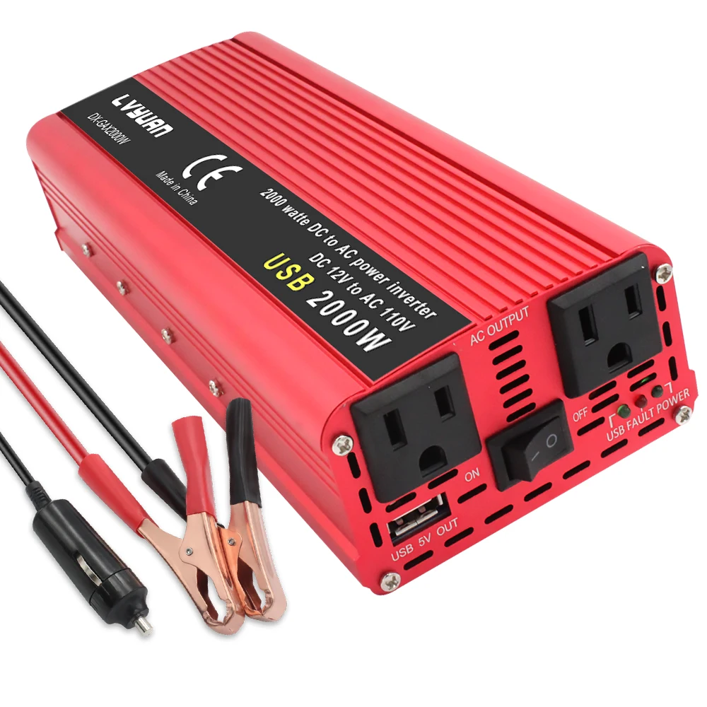 1500W/2000W/2600W DC12V to AC110V Portable Car Power Inverter Charger Converter Adapter US Socket Auto accessories