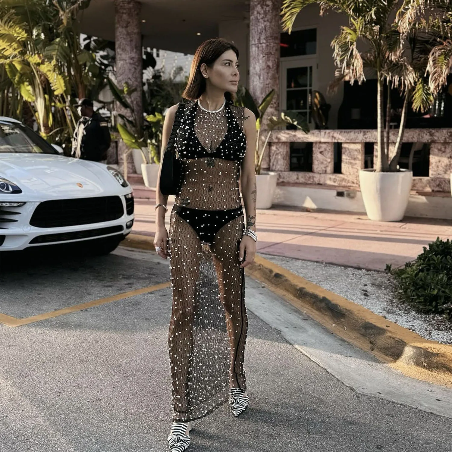 Spring Summer 2024 Long Me Sequin See-tough Sexy Cover-up Dr Club Sexy Evening Gown Cus Design Service Available