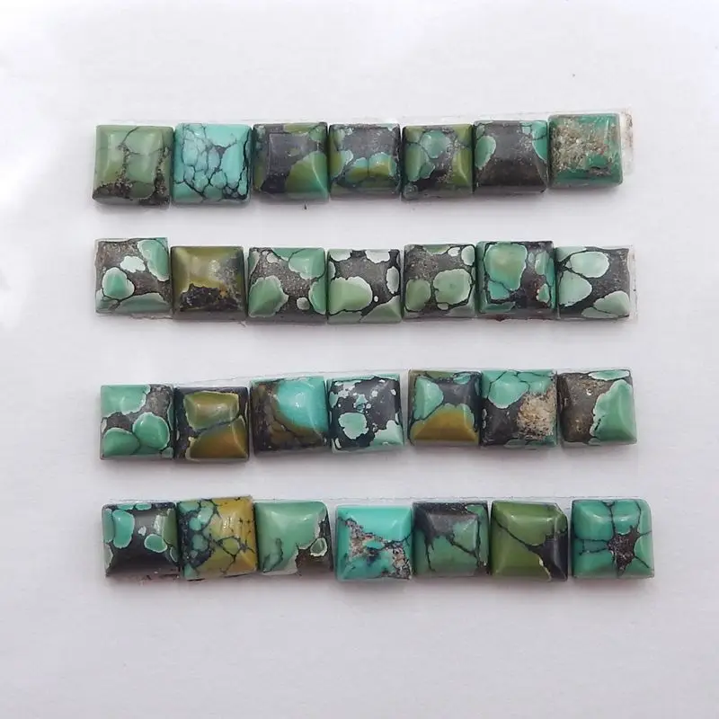 Semiprecious Jewelry 28Pcs Natural Stone Turquoise Cabochons Set 4x3mm,3g