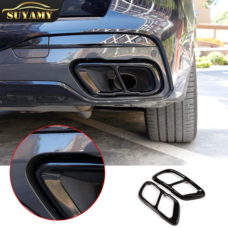 

Car Tail Throat Decorative Frame Tail Muffler Exhaust Pipe Output Cover For BMW X5 G05 X6 G06 X7 G07 2019-2022 Accessories