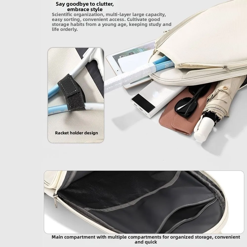 حقيبة ظهر للتنس ذات سعة كبيرة وسحاب إغلاق مقاوم للماء وحقيبة ظهر كرة البيسبول بلون سادة وخفيفة الوزن ومباراة التنس #2