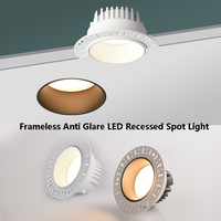 Frameless Anti Glare LED Recessed Spot Light 7W 10W 12W 15W Bedroom Living Room Ceiling Lamp Hotel Villa Dimmable Downlight