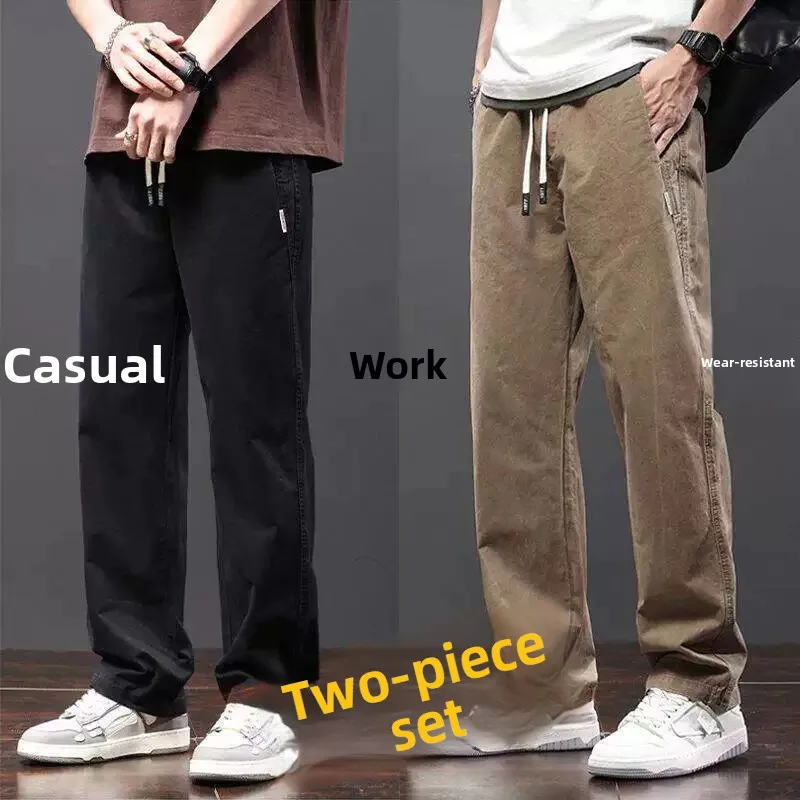 Men's Workwear Pants Casual Loose Fit Straight Leg Trousers for Labor Protection Wear Resistant Construction Workers' Clothing