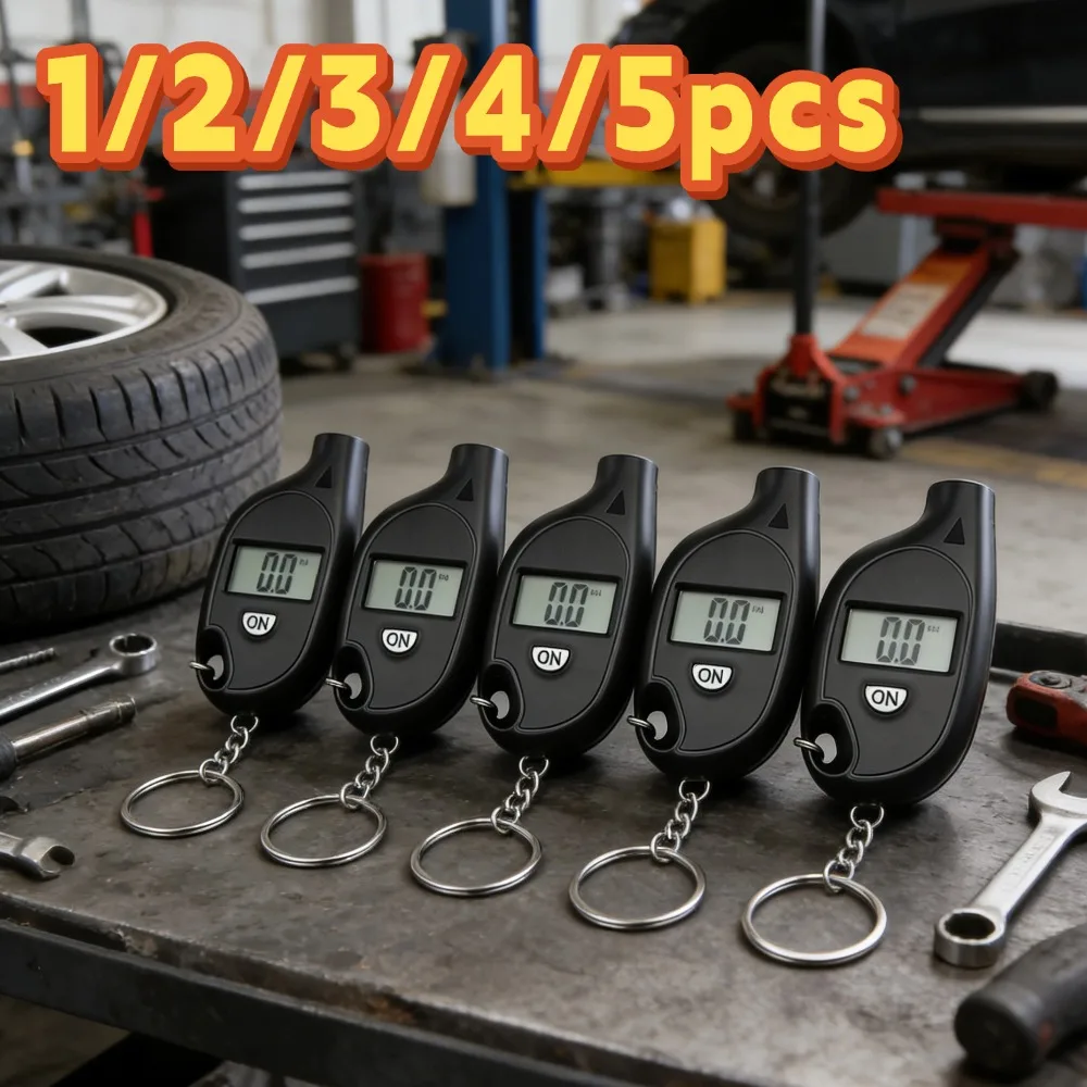 

1/2/3/4/5pcs Tire Gauge Digital With LCD Display Auto & Motorcycle Air Pressure Tester Tire Safety Alarm Testing Tools