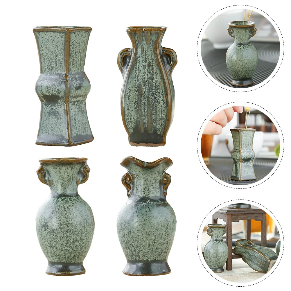 

4Pcs Ceramic Mini Flower Vase Smooth Touch Elegant Home Desktop Plant Container Fresh Natural Flower Pot Decor for Office