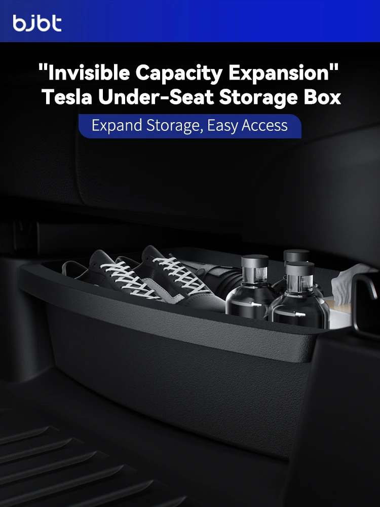 BJBT Under Seat Storage Box Case Car Organizer Vehicle Underseat Drawer Tray Accessories For Tesla Model Y 2025 Juniper Launch
