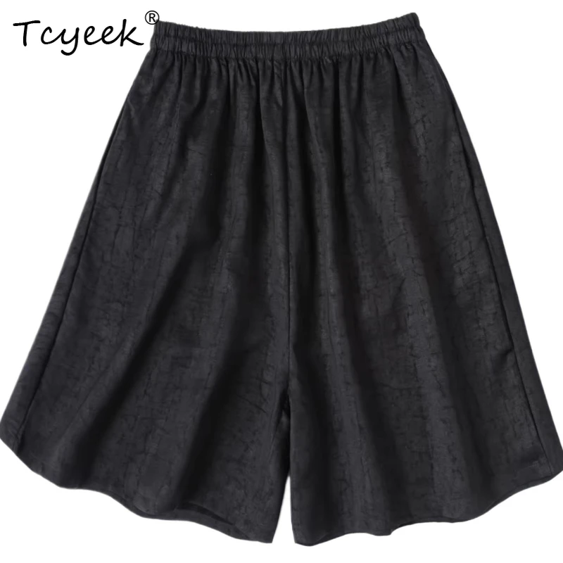 

Tcyeek 100% Real Mulberry Silk Pants Woman 2026 Summer Female Clothing Wide-leg Casual Womens Shorts Pantalones Cortos De Mujer