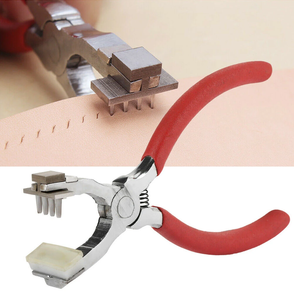 Leather silent steel plastic belt 2 4 fork punching belt punching pliers Home 1 set 145mm long punching pliers