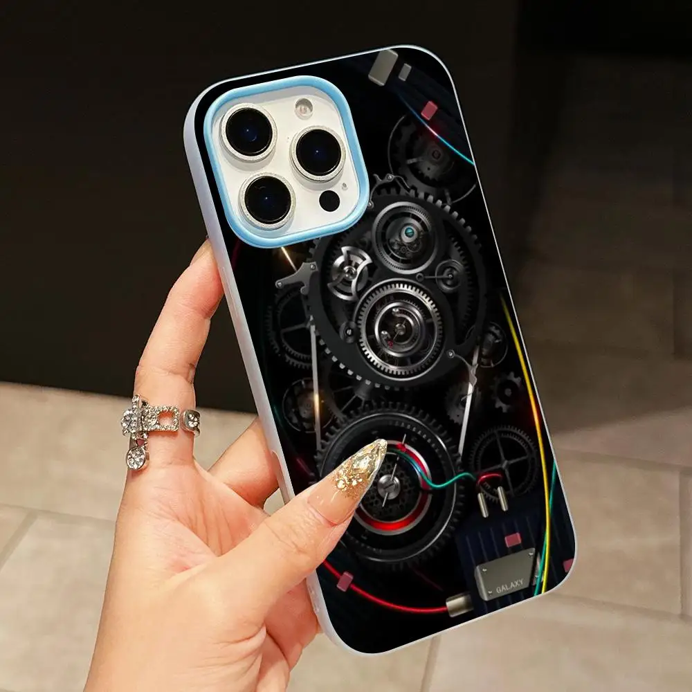 Mechanism Gear Phone Case for iPhone 17 16 15 14 13 12 11 Air Pro Max Plus Jelly Dual Layer Light Blue Cover view 5