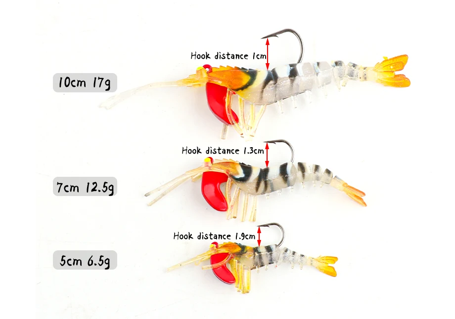 FJORD Heißer Viele Abschnitt Garnelen Klassische Flexible Garnelen 6.5/12.5/17g Angeln Lockt Weicher Köder Bionische Köder blei Haken FishingTackle – Detail 4